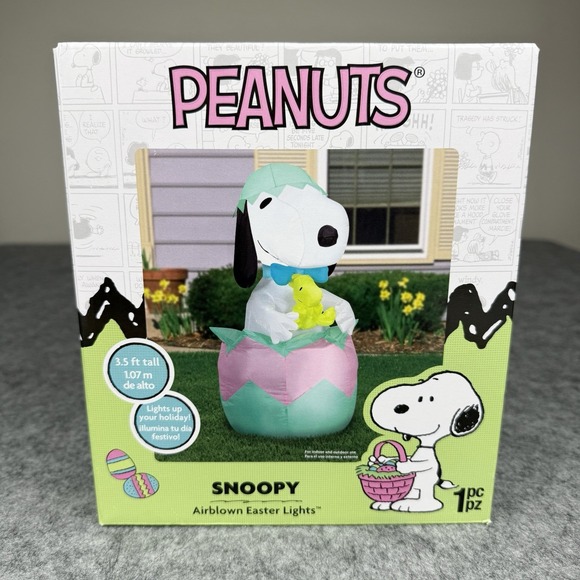 Gemmy Other - Gemny 3.5 Ft NEW Snoopy Inflatable Airblown Bunny Ears Easter Egg Decorations